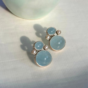 Aquamarine & Pearl Silver 925 Earring