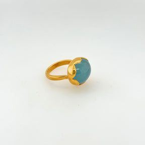 Chonky Aquamarine Gold Plated Silver 925 Ring
