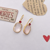 Stetson Rose Quartz & Ruby 18K Gold Plated Silver 925 Love Earrings