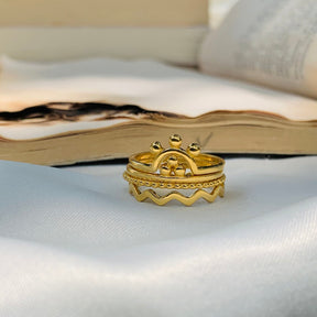 Sunrise Gold Plated Silver 925 Ring Stack