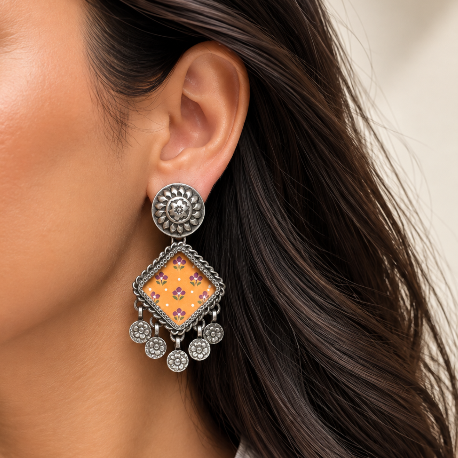 Anvi Silver 925 Handpainted Earrings