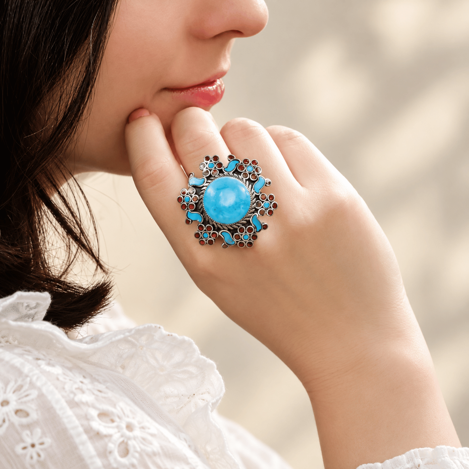 Attica Flower Shaped Silver 925 Ring