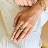 Zephyr Tourmaline and Diamond Gold Plated Silver Ring