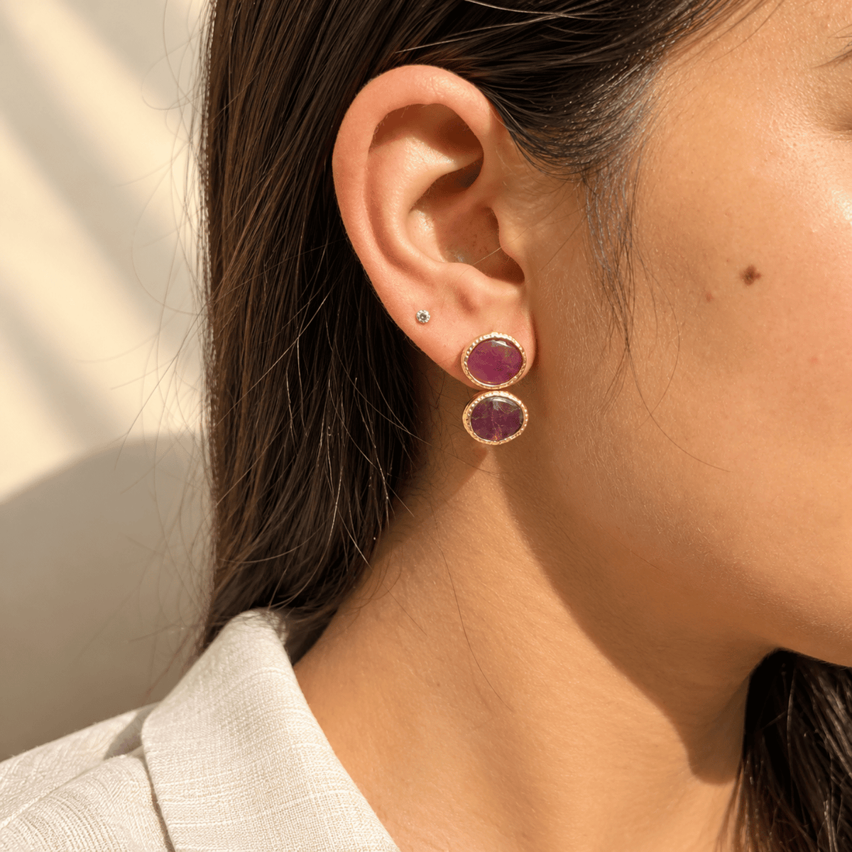 Rowa Amethyst Gold Plated Silver 925 Earrings