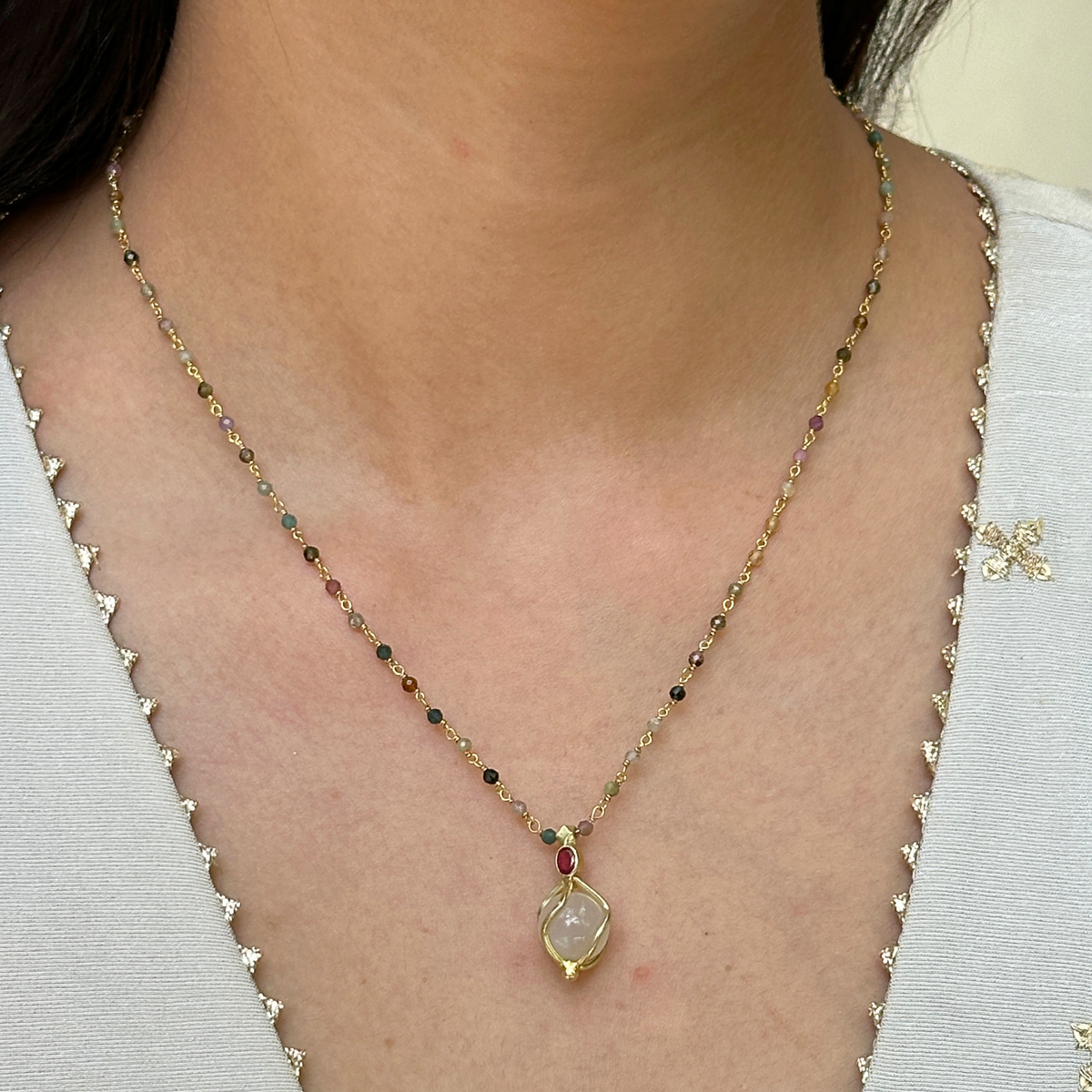 Euna Agate 18k Gold Plated Silver 925 Necklace