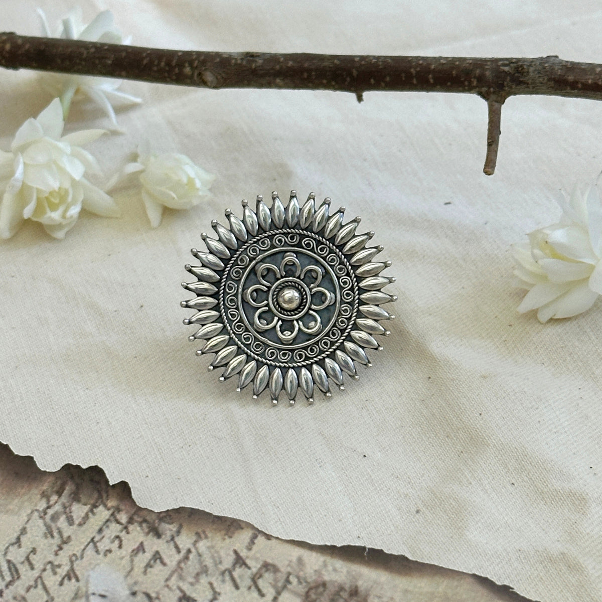 Sunflower Designer Silver 925 Ring