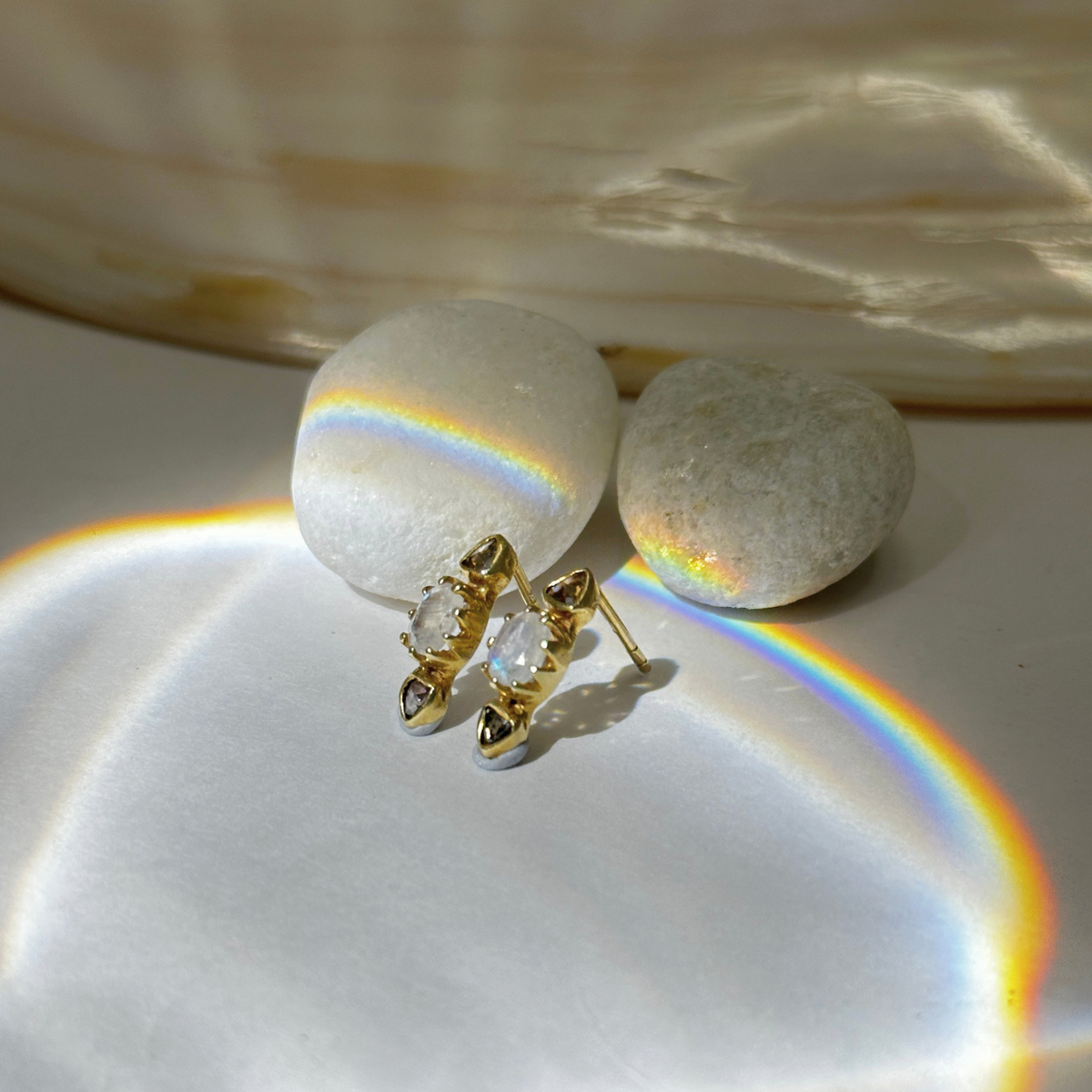 Zea Moonstone 18k Gold Plated Silver 925 Earrings