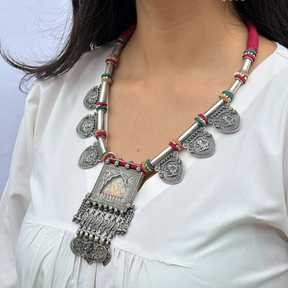 Ganpati Handpainted Silver 925 Necklace