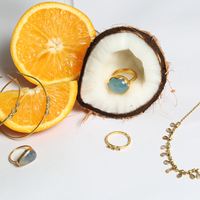 Chonky Aquamarine Gold Plated Silver 925 Ring