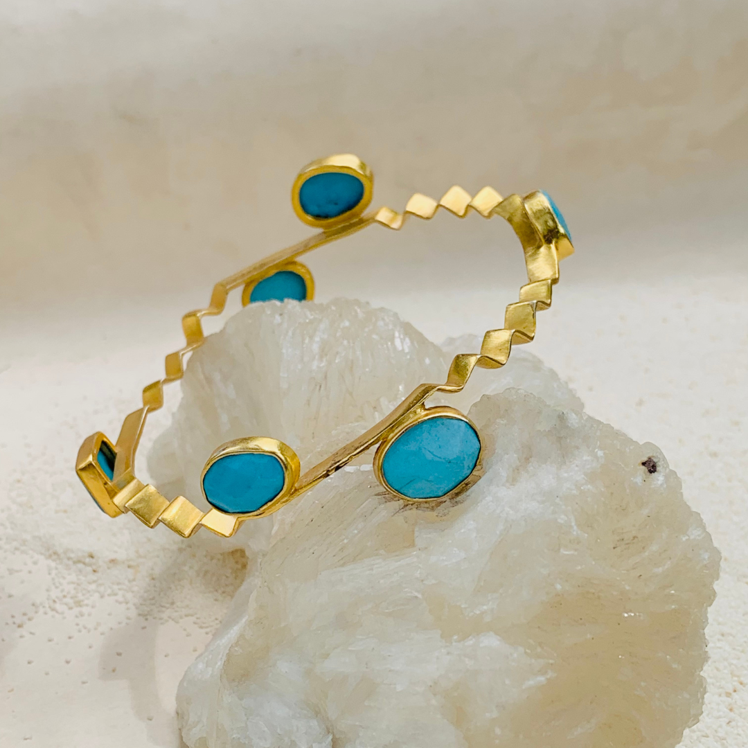 Marina Turquoise 18k Gold Plated Silver 925 Bangle