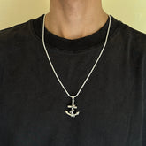Anchor & Snake Silver 925 Men's Pendant
