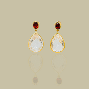 Amara Garnet & Crystal 18K Gold Plated 925 Silver Earrings