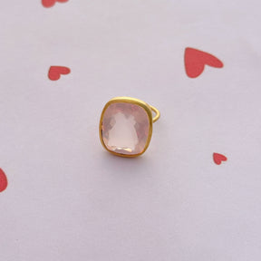 Stan Rose Quartz Gold Plated Silver 925 Love Ring