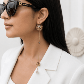 Firana 18K Gold Plated Silver 925 Ball Drop Long Earrings