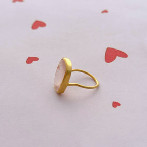 Stan Rose Quartz Gold Plated Silver 925 Love Ring