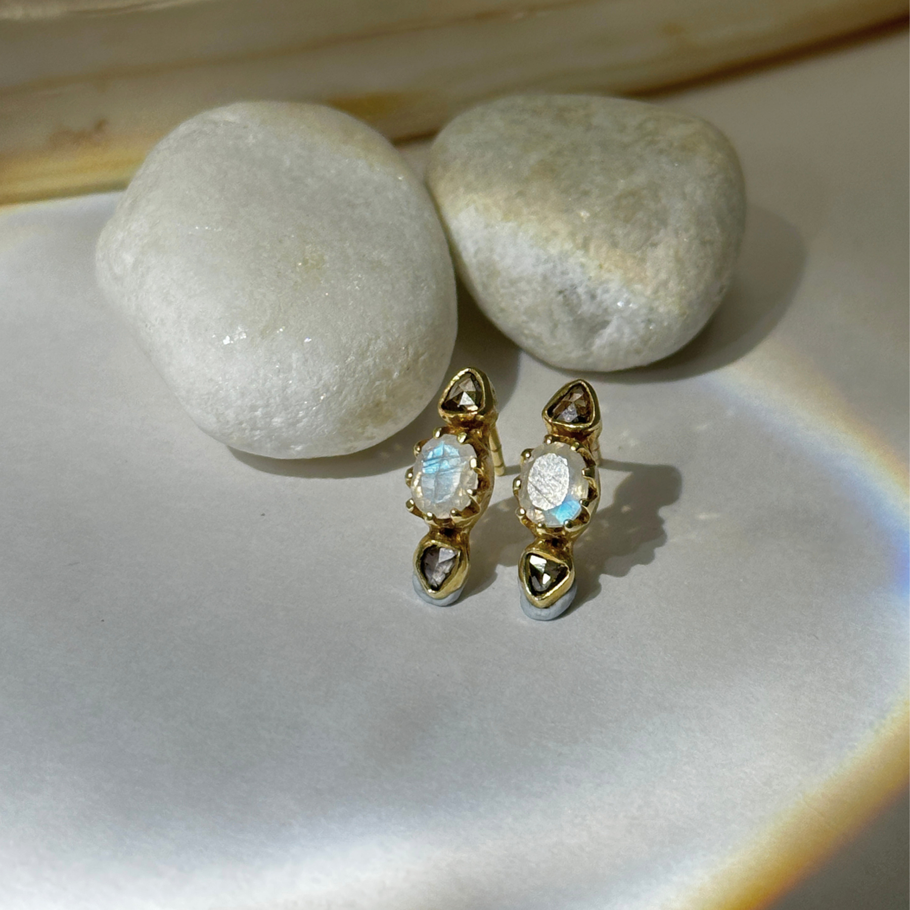 Zea Moonstone 18k Gold Plated Silver 925 Earrings