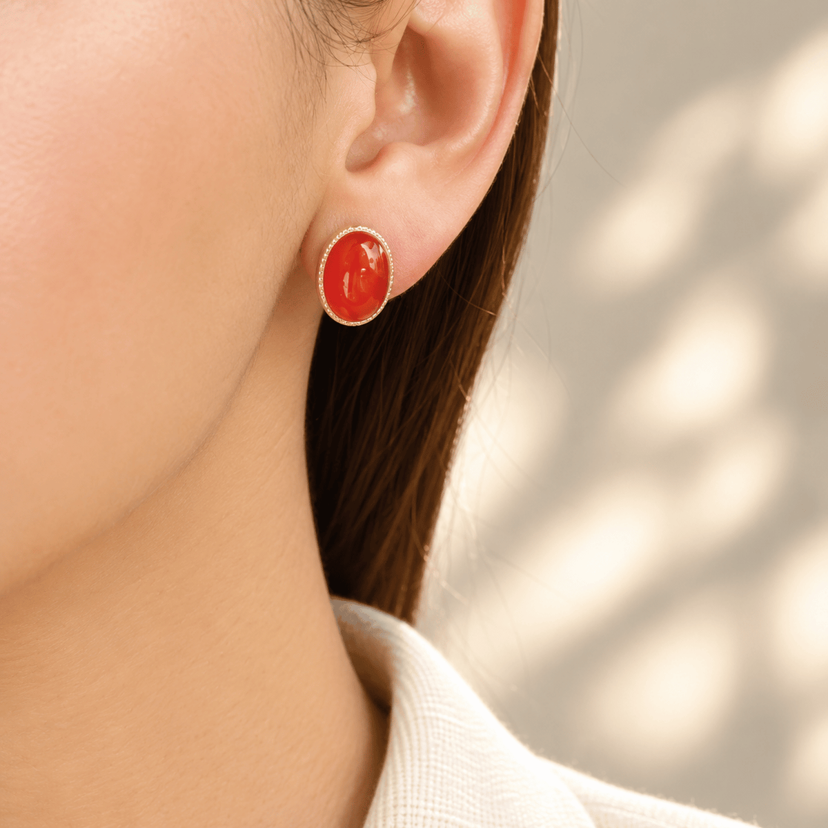 Teja Silver 925 Carnelian Stud Earrings