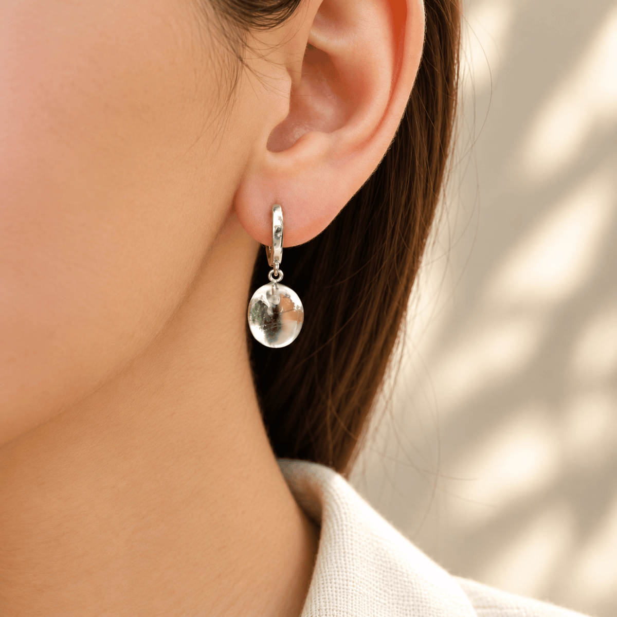 Suave Green amethyst silver earrings