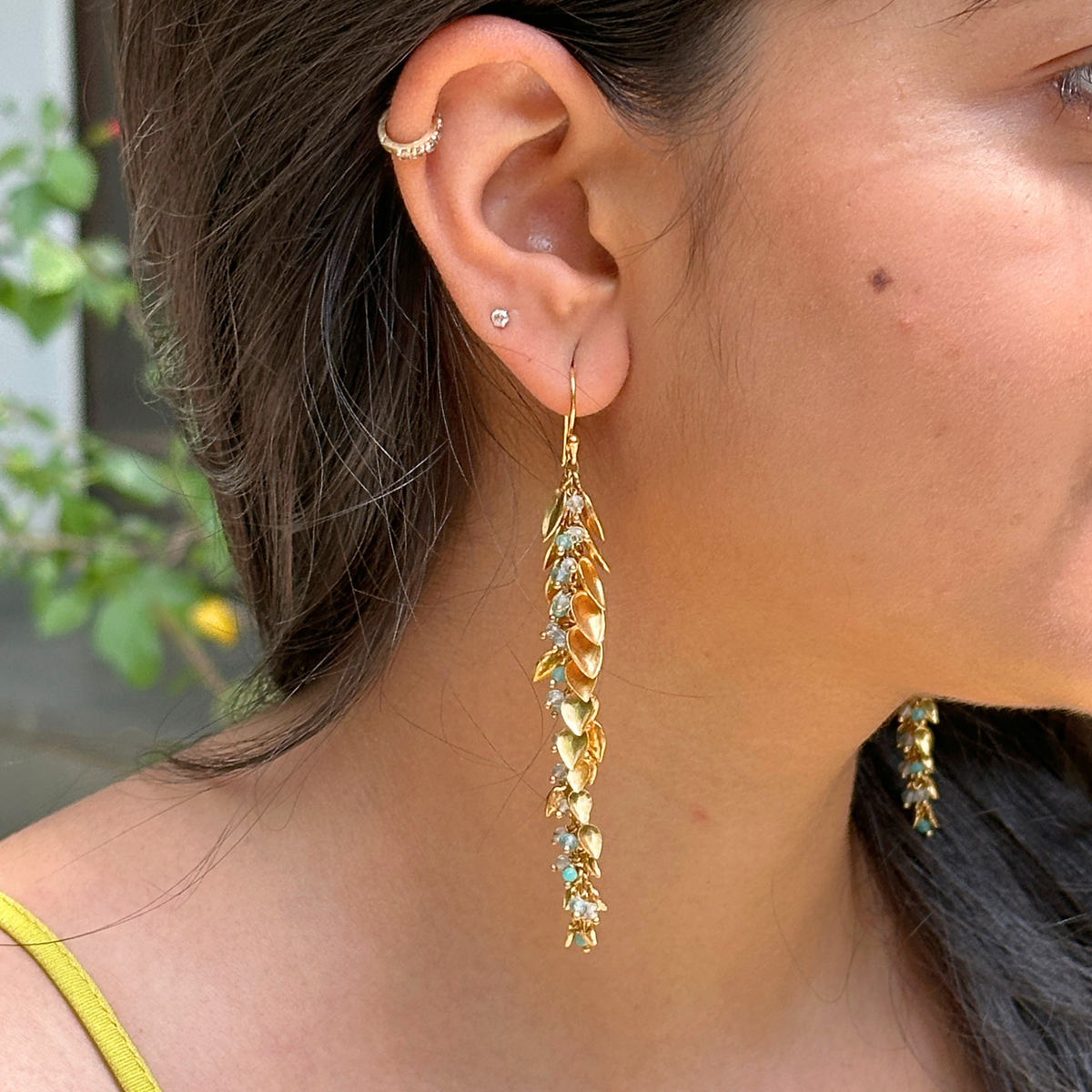 Iru Color Stone 18k Gold Plated Silver 925 Earring