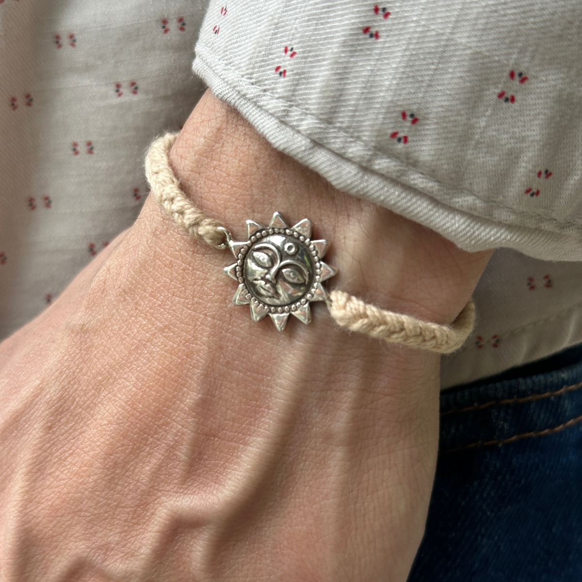 Sun Charm Silver 925 Bracelet Rakhi