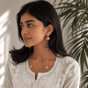Firana 18K Gold Plated Silver 925 Ball Drop Long Earrings