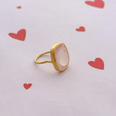 Stan Rose Quartz Gold Plated Silver 925 Love Ring