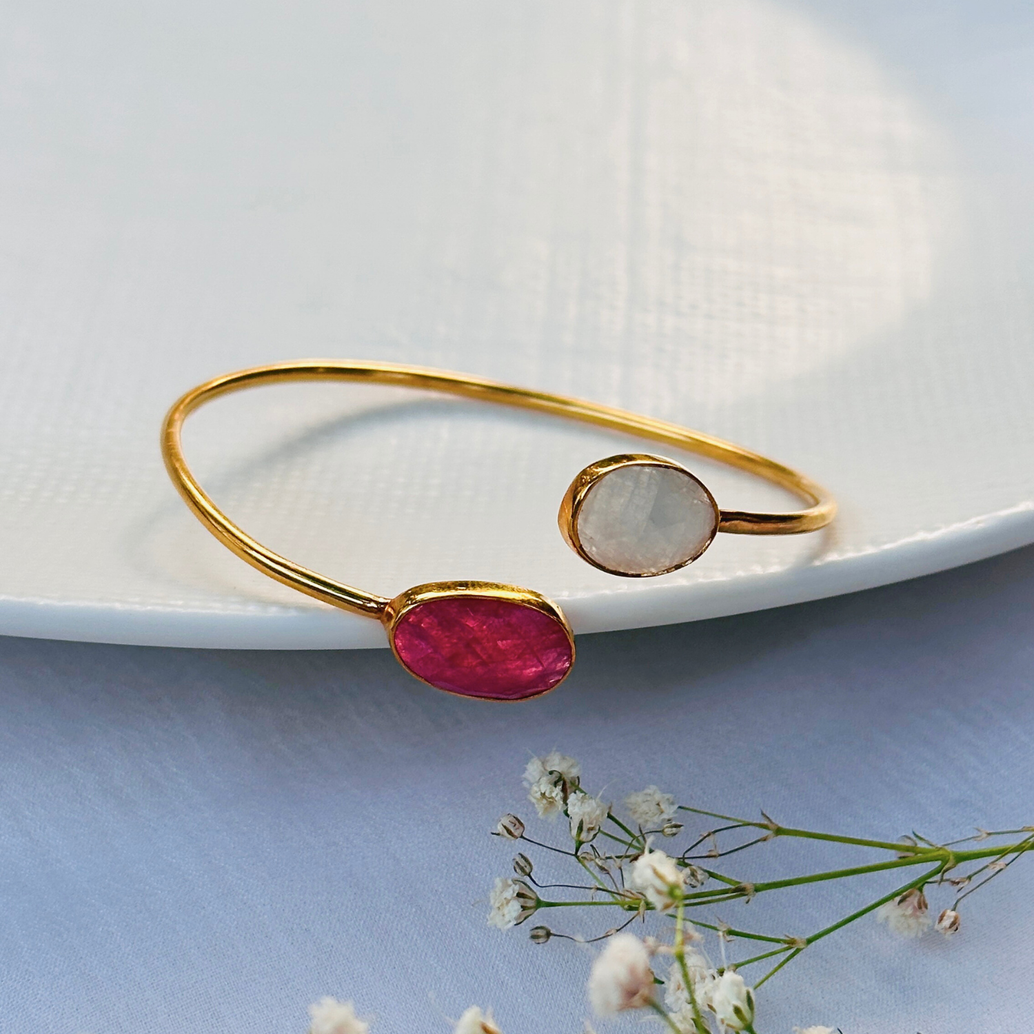 Siva Multi Stone 18K Gold Plated Bangle