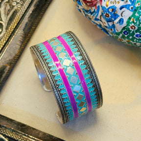 Kedara Enamel Silver 925 Cuff Bangle