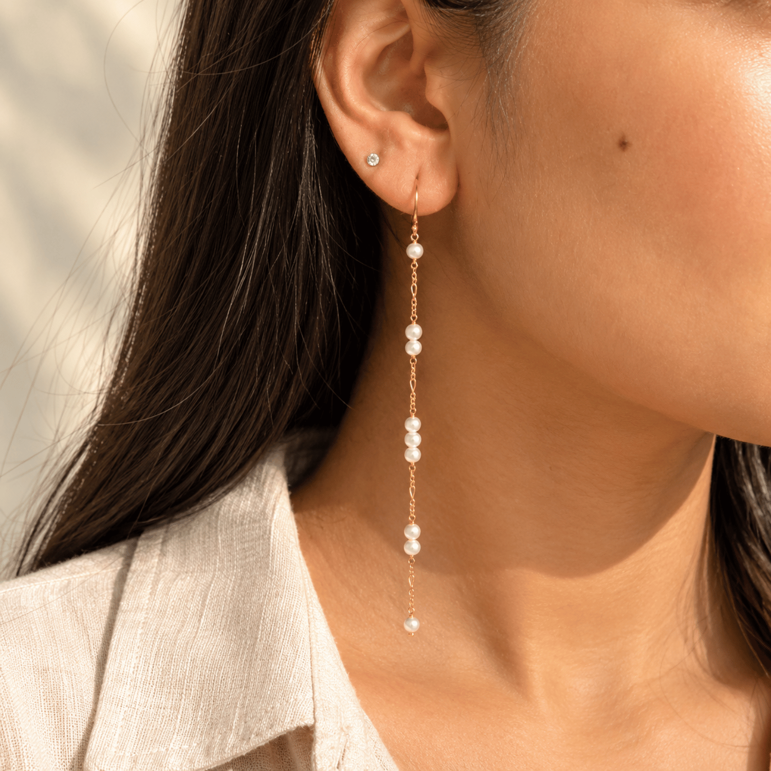 Pearl Silver 925 Gold Plated Earrings
