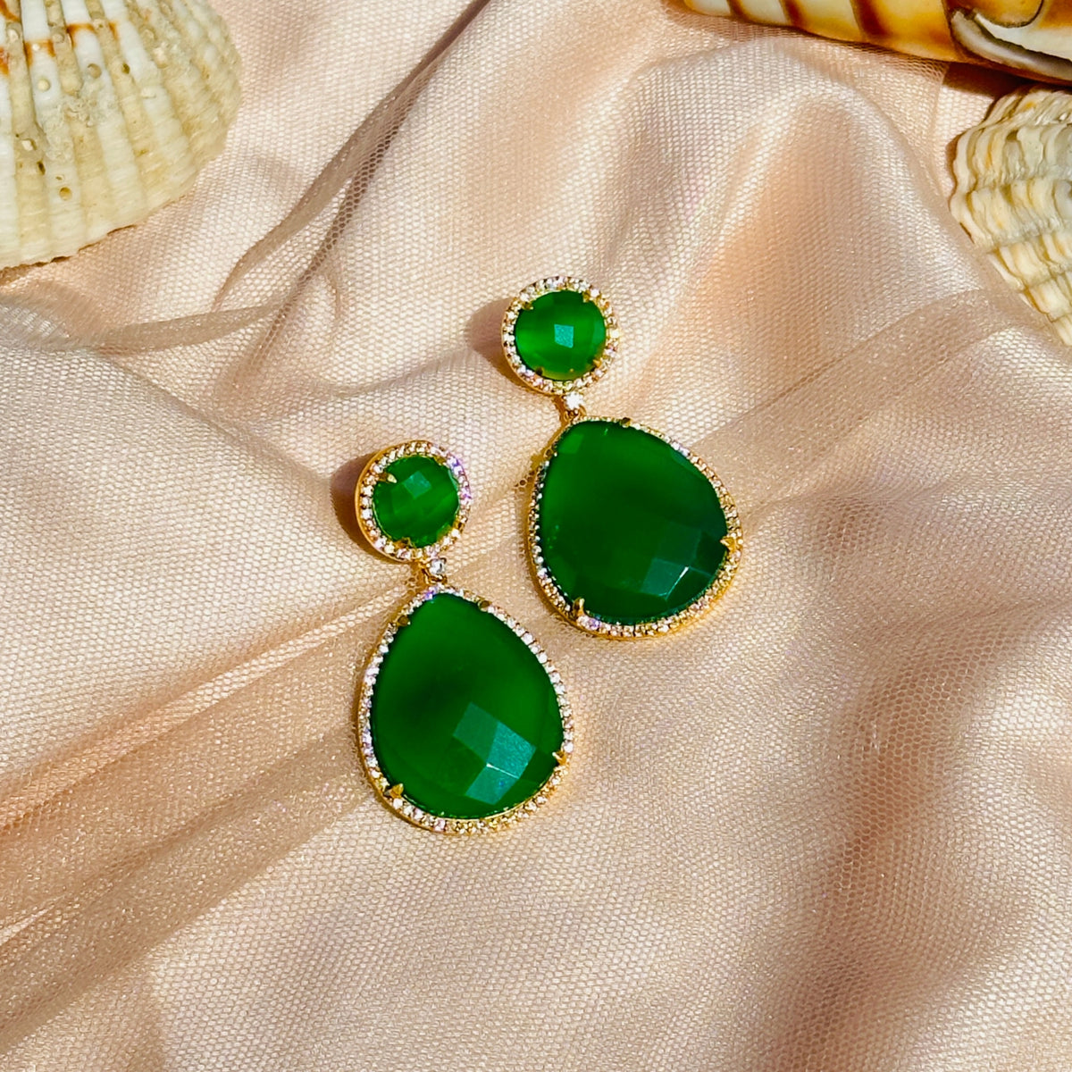 Kahaan Three Color stone Silver 925 Earrings