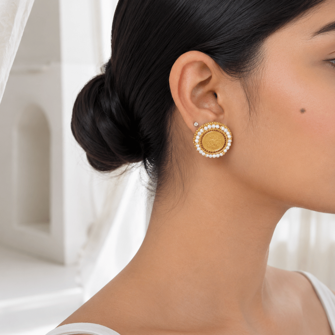 Lidah 18K Gold Plated Silver 925 Stud Earrings