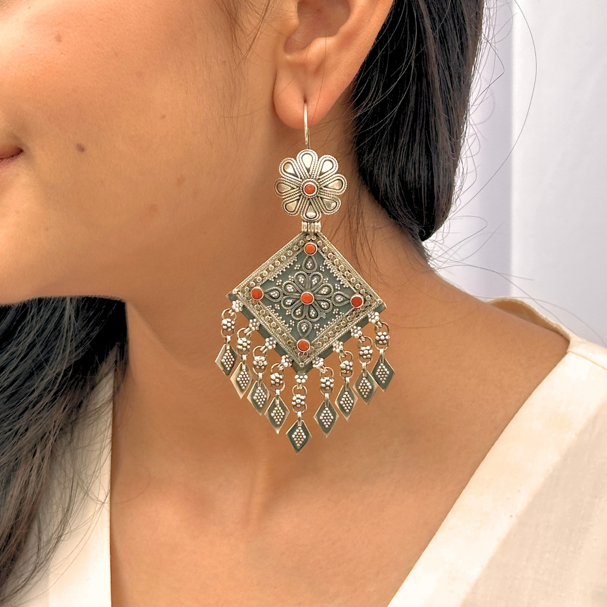 Aarav Traditional Silver 925 Earrings