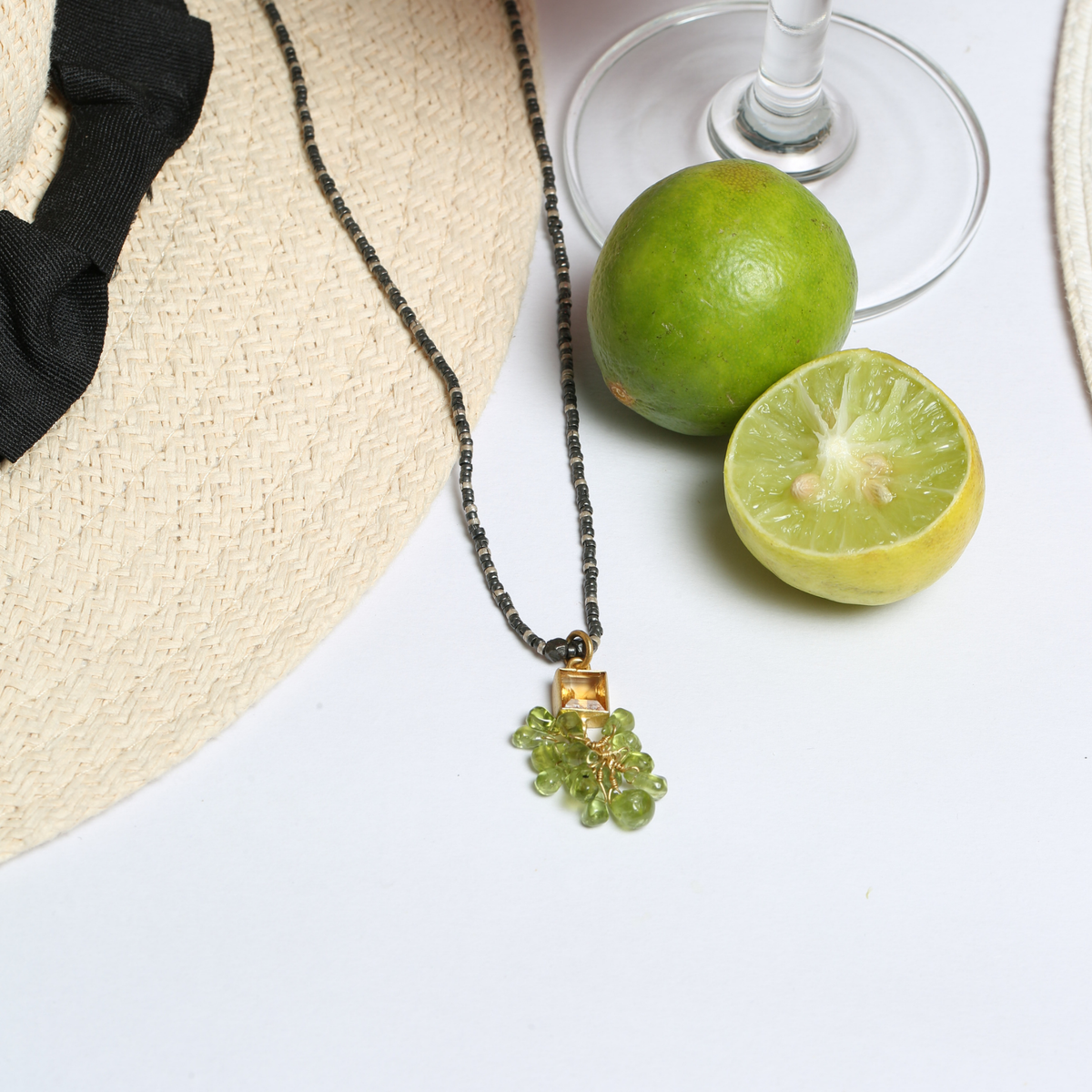 Oran Prehnite & Citrine 18K Gold Plated Silver 925 Necklace