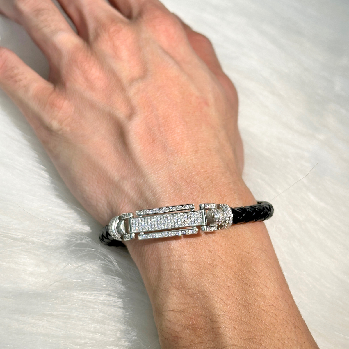 Bron Men's Zircon Silver 925 Bracelet