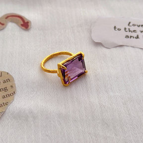 Peony Amethyst Gold Plated Silver 925 Love Ring