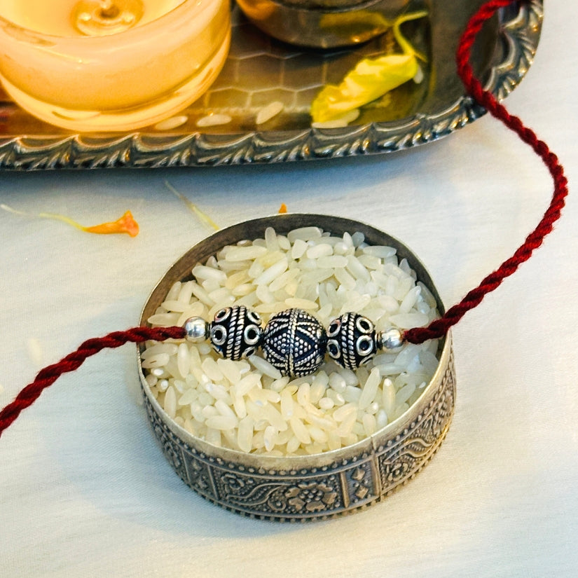 Three Beads Silver 925 Rakhi