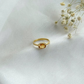 Citrine Crown Gold Plated Silver 925 Double Band Ring Stack