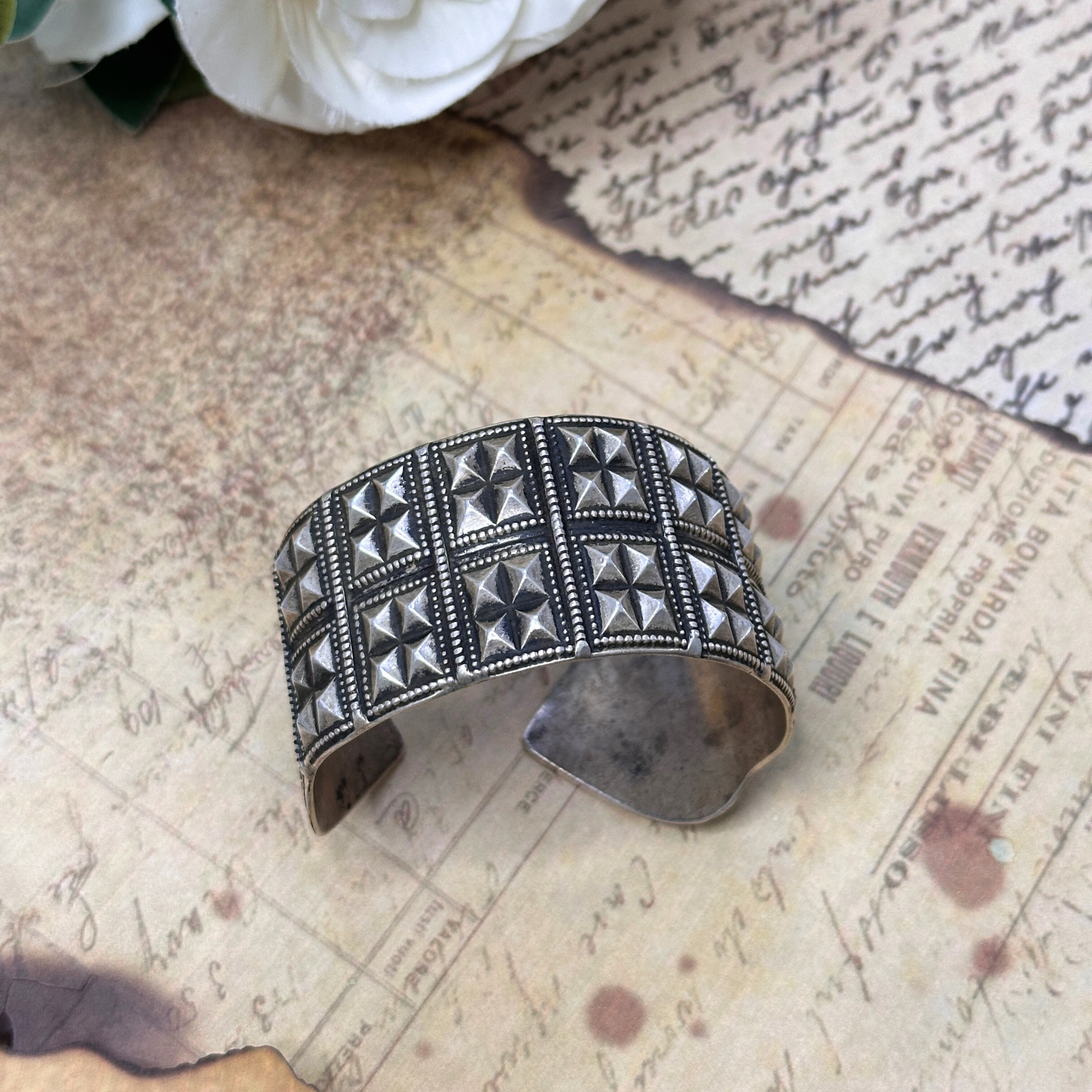 Medha Traditional Silver 925 Cuff Bangle