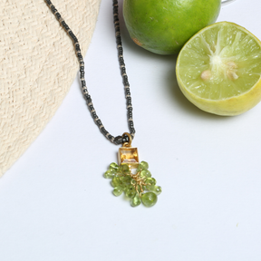 Oran Prehnite & Citrine 18K Gold Plated Silver 925 Necklace