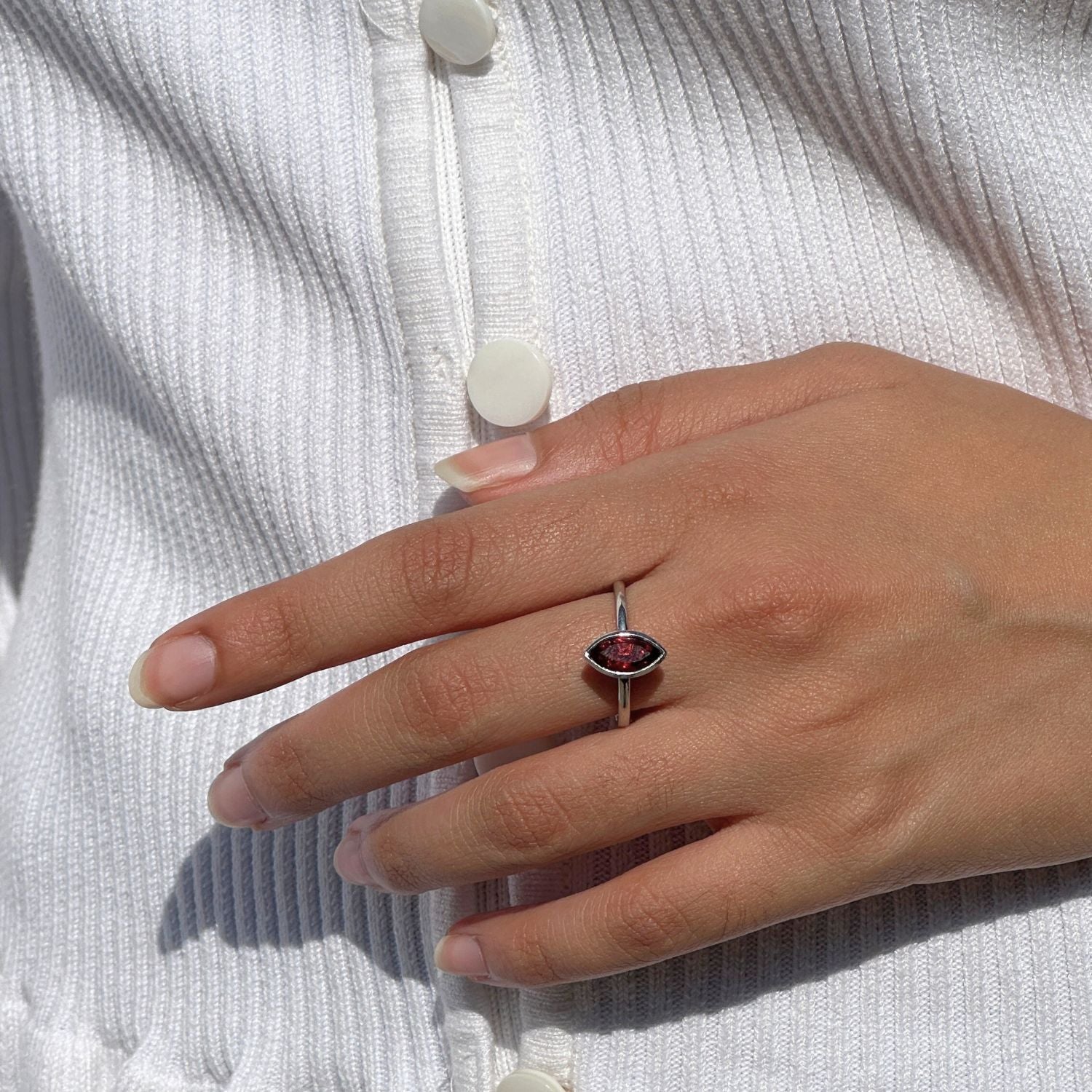 Marquise Silver 925 Garnet Ring