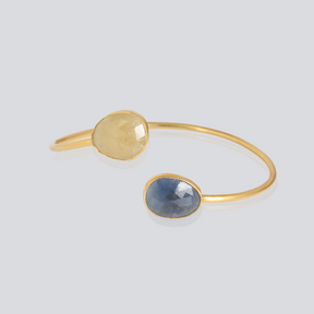 Nina Multi Sapphire Cuff 18K Gold Plated Silver Bracelet