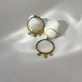 Reu Diamond 18k Gold Plated Silver 925 Hoop Earrings