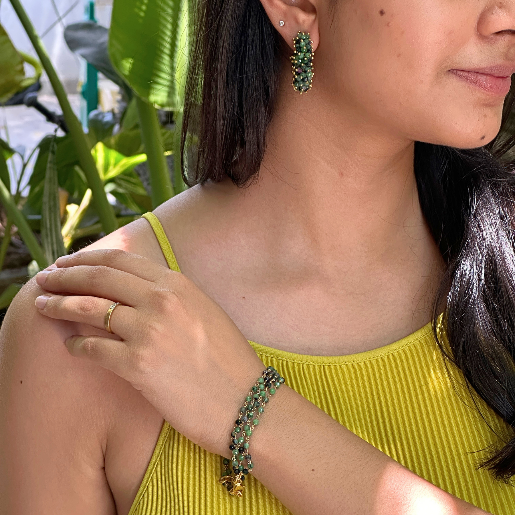 Siu Zoisite 18k Gold Plated Silver 925 Bracelet