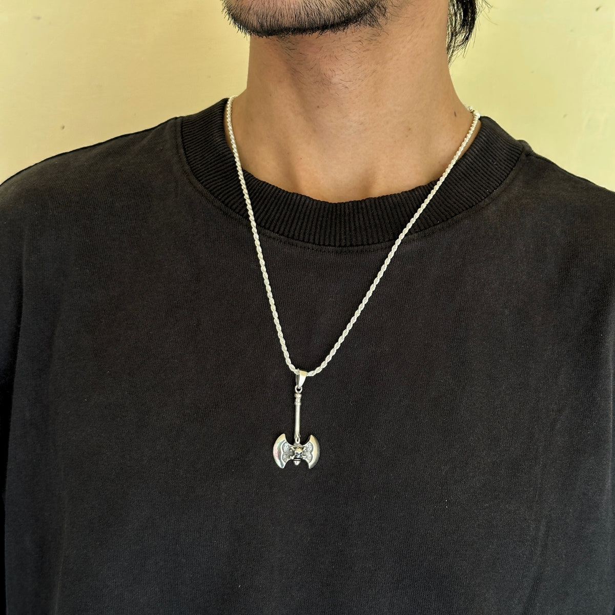 Viking Skull Axe Silver 925 Men's Pendant