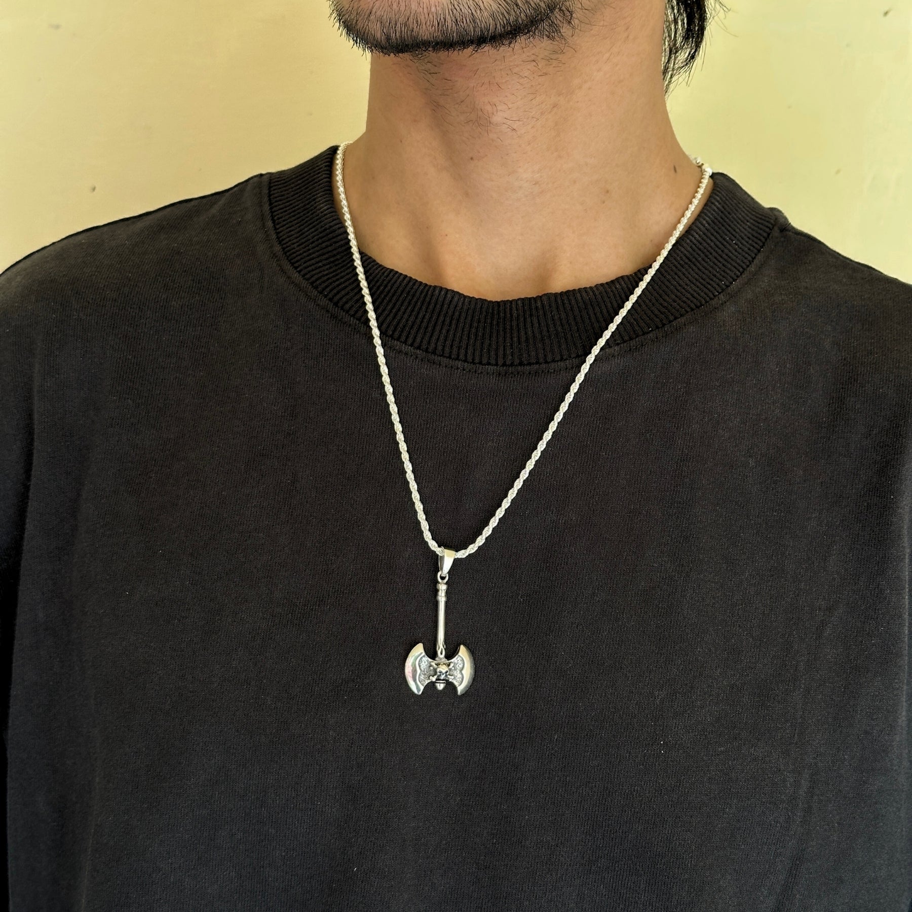 Viking Skull Axe Silver 925 Men's Pendant