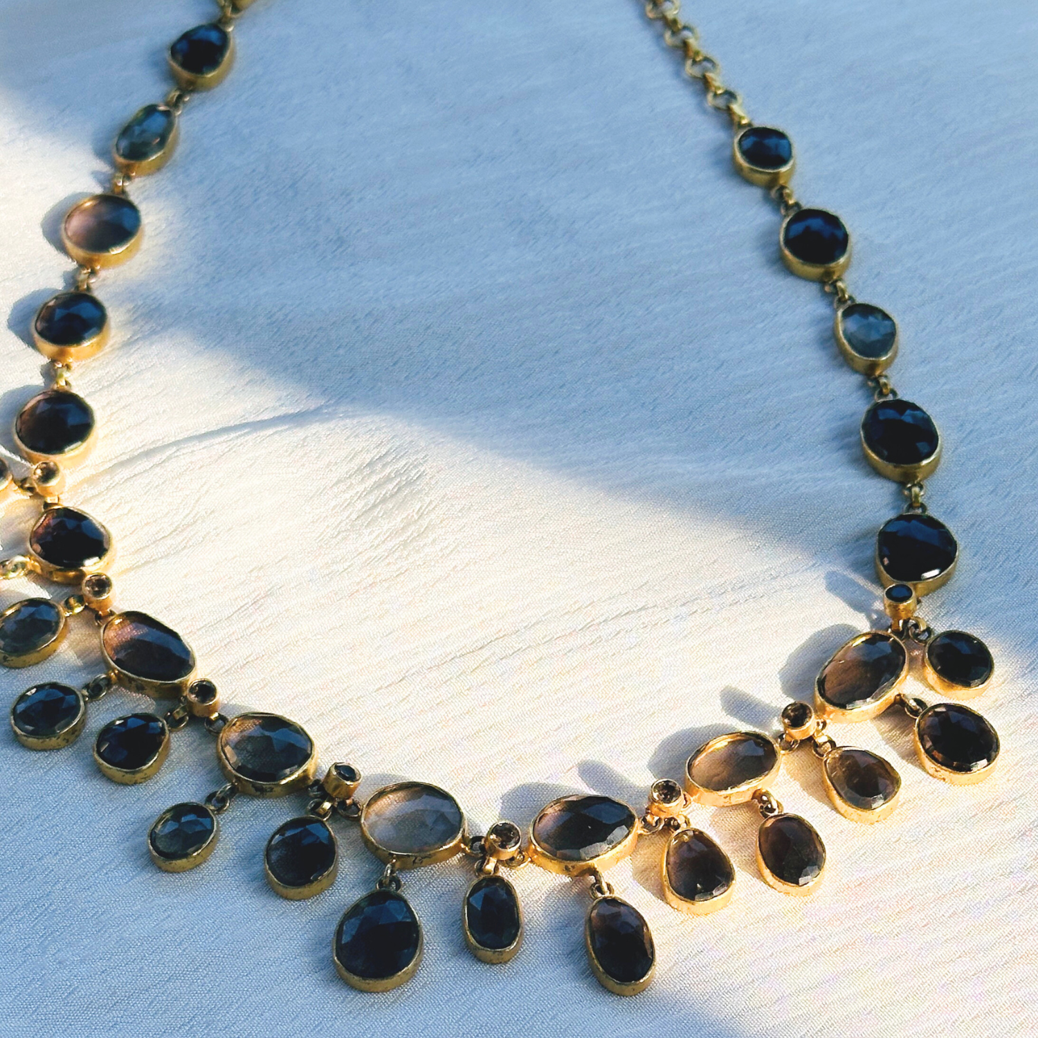 Mary Smokey Quartz 18K Gold Plated Silver 925 Necklace