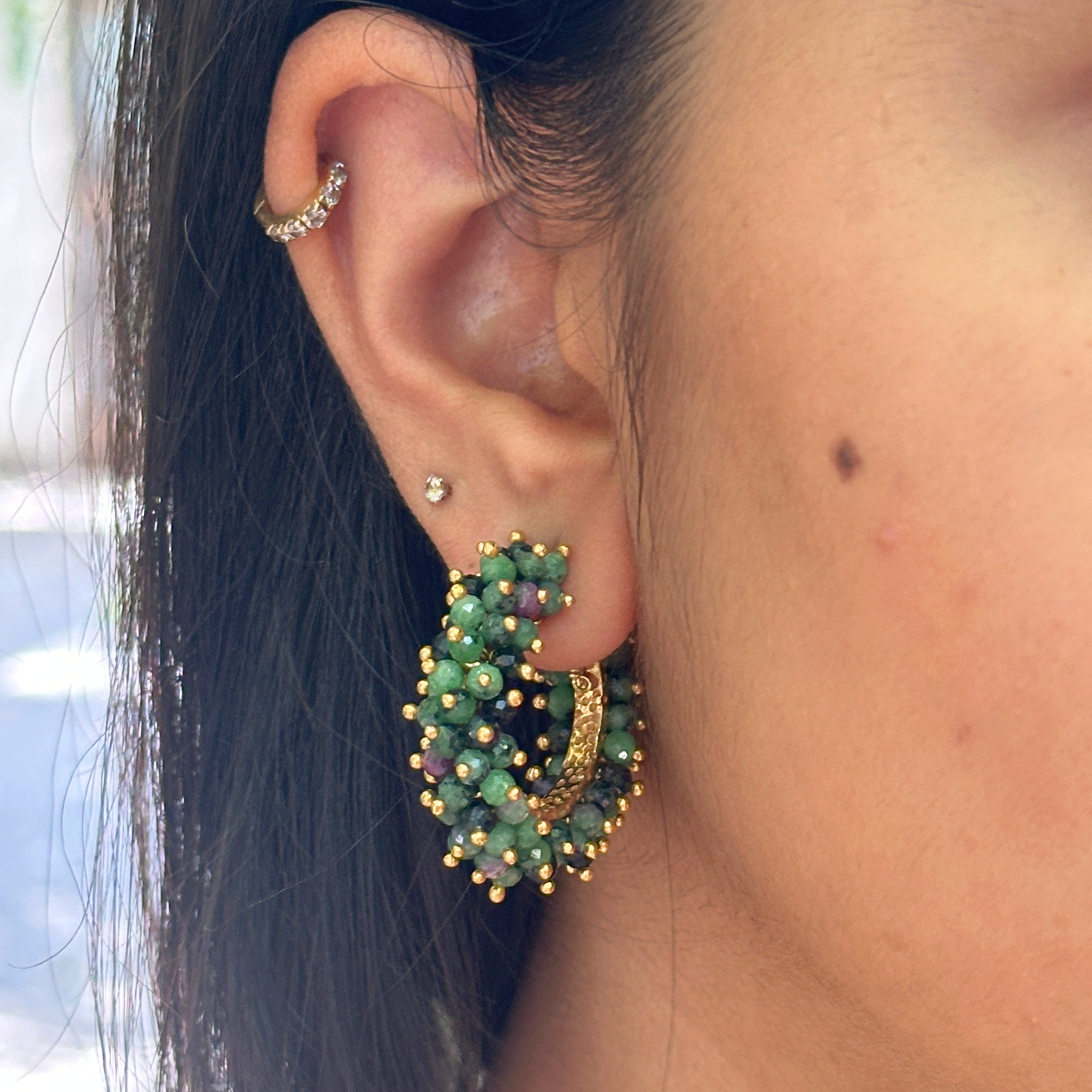 Viro Zoisite 18k Gold Plated Earrings