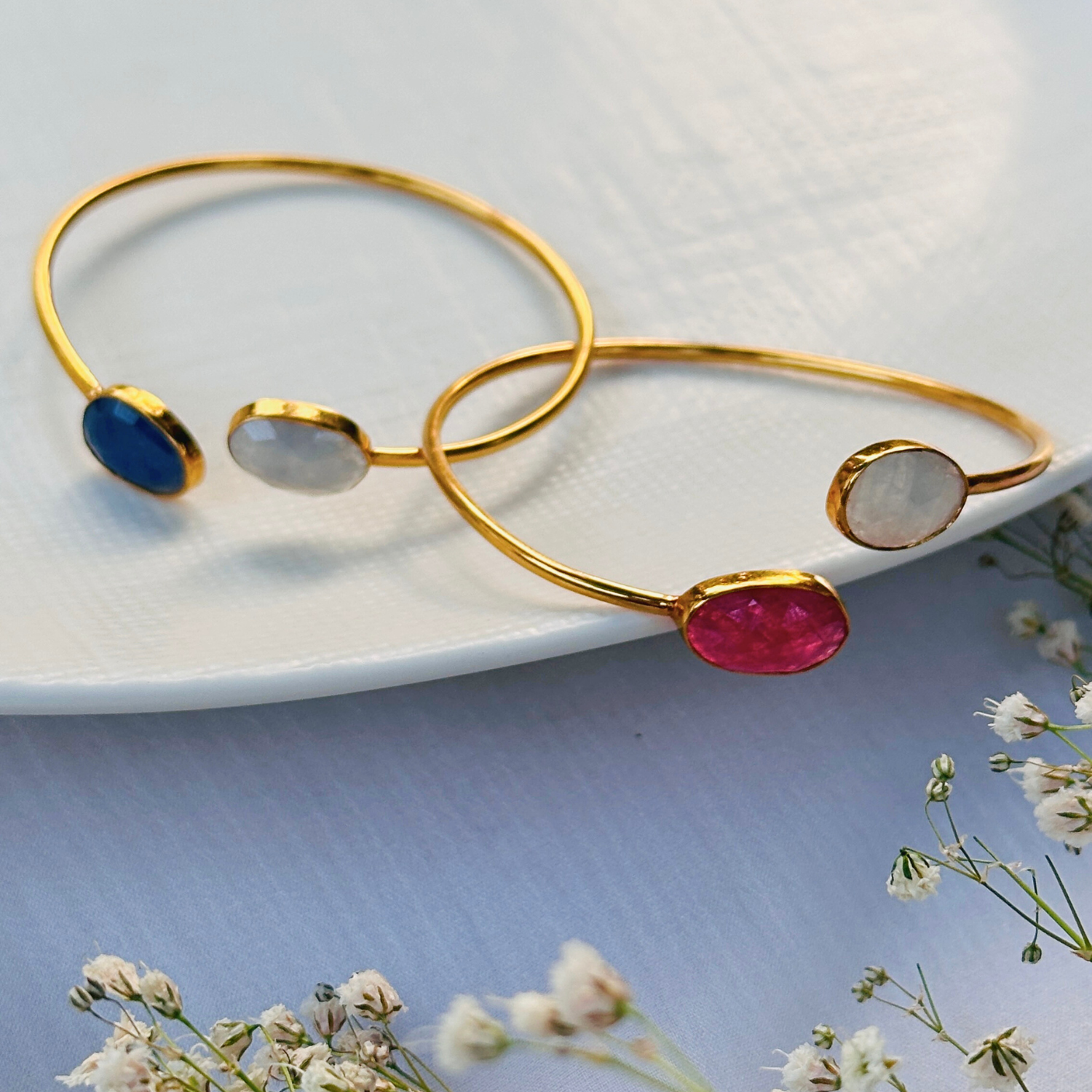 Siva Multi Stone 18K Gold Plated Bangle