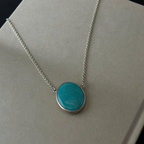 Jasper & Turquoise Double Sided Silver 925 Men's Pendant Necklace