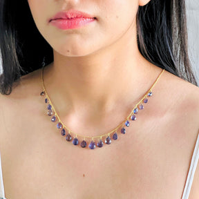 Skim Iolite 18K Gold Plated Silver 925 Necklace